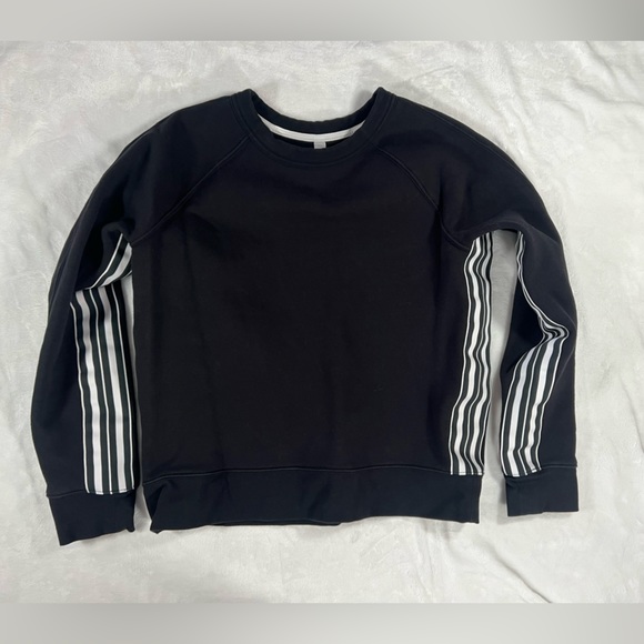 ATHLETA 24/7 Black Striped Crewneck Sweatshirt Size Small - Picture 2 of 6